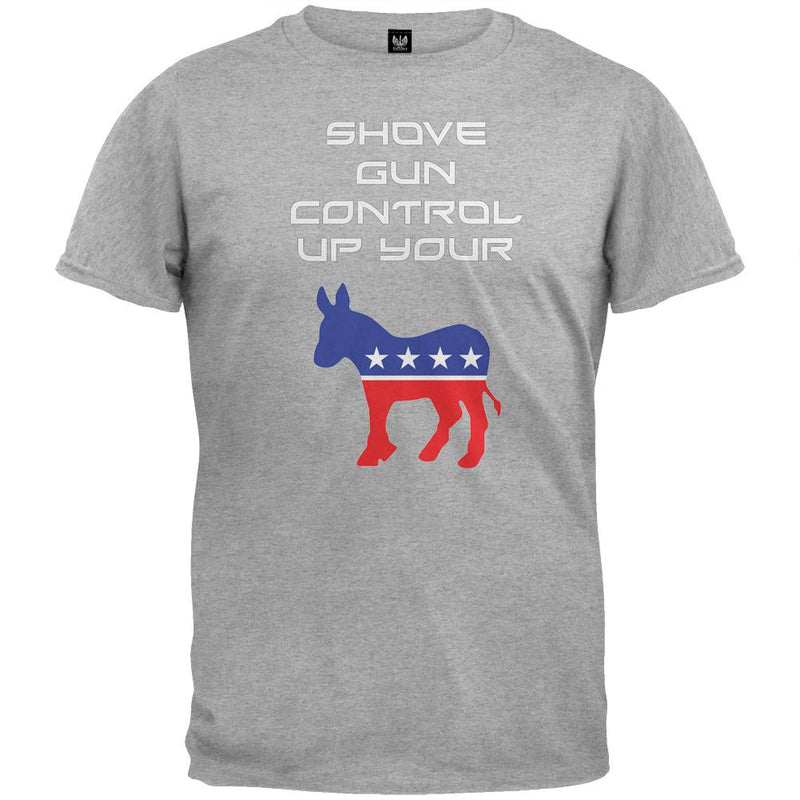 Shove Gun Control Up Your Black T-Shirt Men's T-Shirts Old Glory