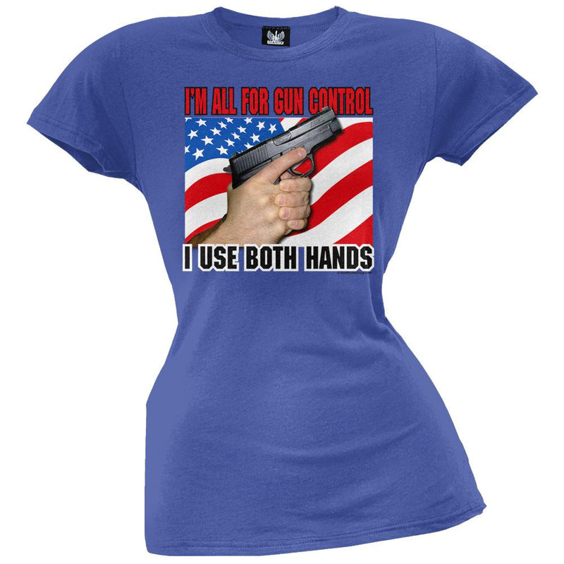 I'm All For Gun Control Heather Grey Juniors T-Shirt Juniors T-Shirts Old Glory