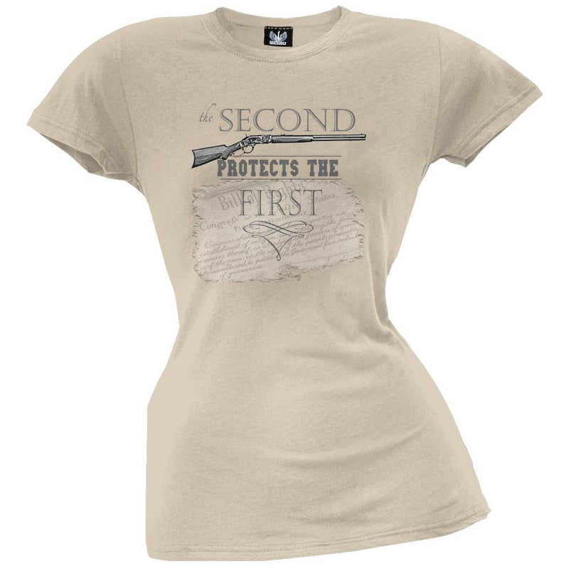 The Second Protects The First Black Juniors T-Shirt Juniors T-Shirts Old Glory
