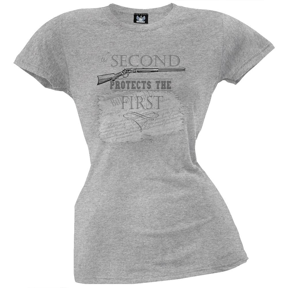 The Second Protects The First Black Juniors T-Shirt Juniors T-Shirts Old Glory