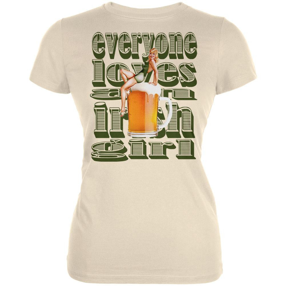 St.Patricks Day- Loves An Irish Girl Juniors T-Shirt Juniors T-Shirts Old Glory 2XL Off-White