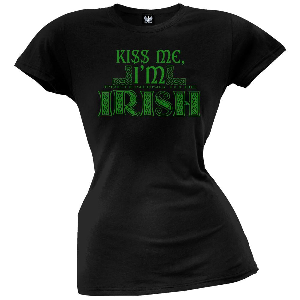 Pretending To Be Irish Juniors T-Shirt Juniors T-Shirts Old Glory SM Black