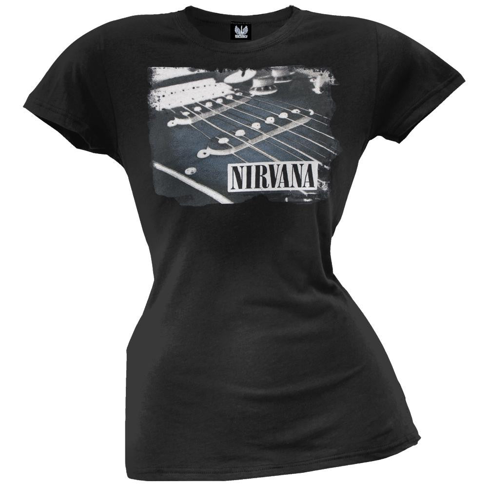 Nirvana - Strings Juniors T-Shirt Juniors T-Shirts Nirvana SM Black
