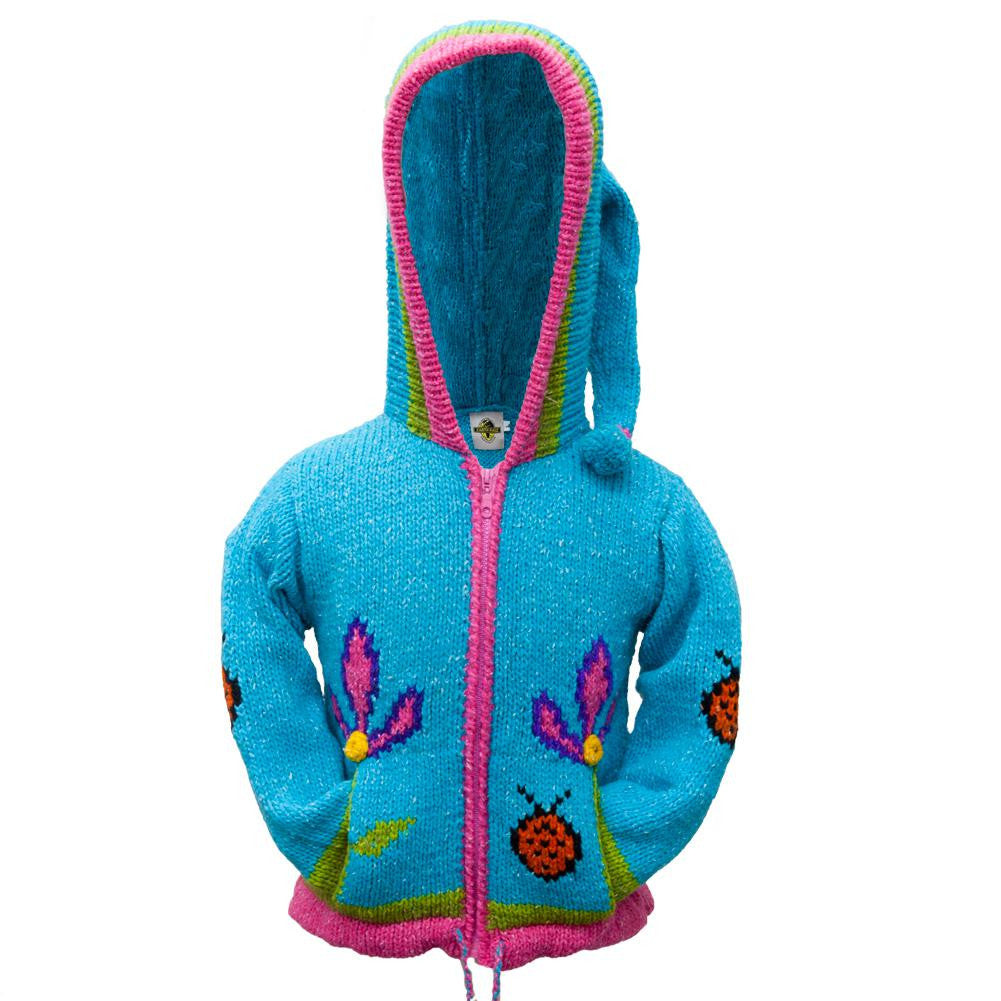 Lady Bug Girls Toddler Hooded Sweater Toddler Sweaters Old Glory 2T Light Blue