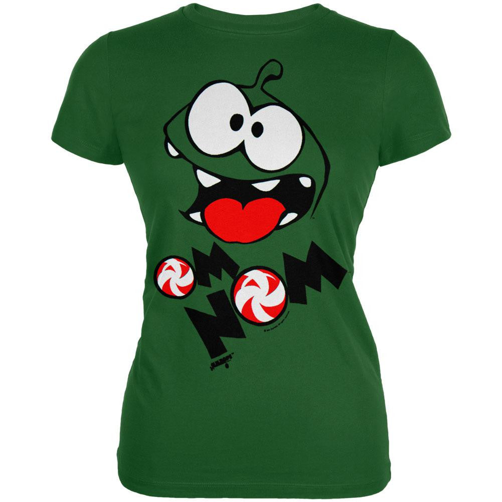 Cut The Rope - Om Nom Face Juniors T-Shirt Juniors T-Shirts Cut The Rope LG Green
