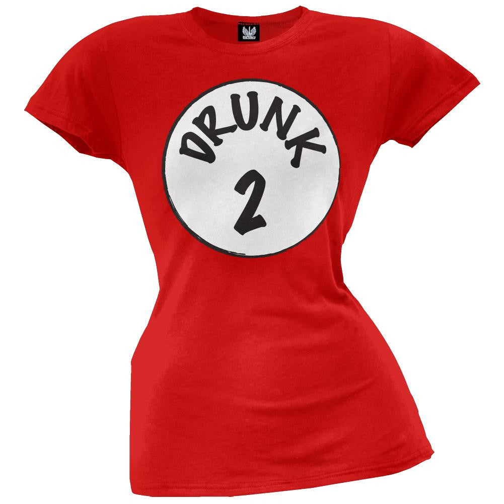 Drunk Two Juniors T-Shirt Juniors T-Shirts Old Glory SM Red