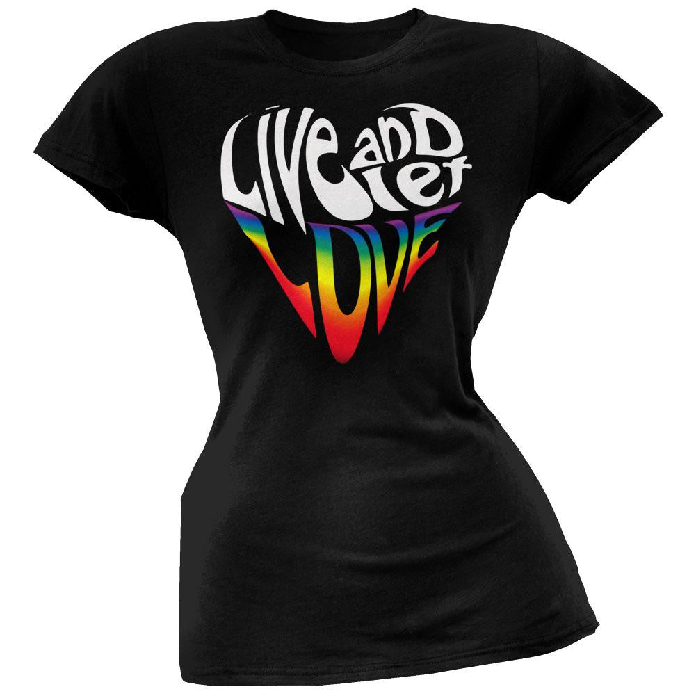 Valentine's Day - Live and Let Love Black Juniors T-Shirt Juniors T-Shirts Old Glory LG Black