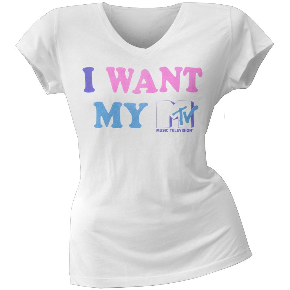 MTV - My MTV Juniors V-Neck T-Shirt Juniors T-Shirts MTV Icons & Shows SM White