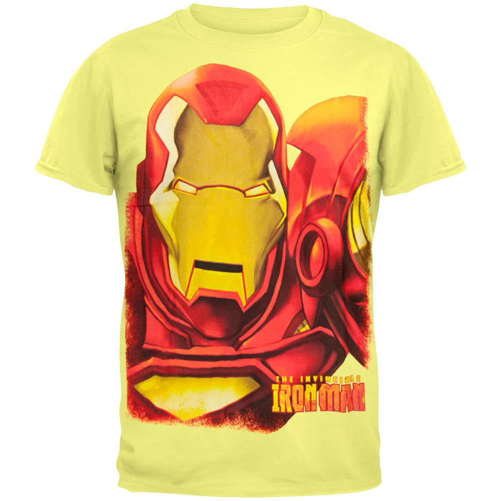 Iron Man - Huge Iron Face T-Shirt Men's T-Shirts Iron Man 2XL Yellow