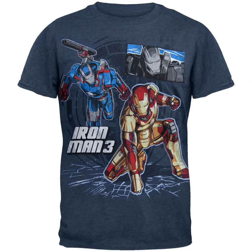 Iron Man - Three Suits Youth T-Shirt Youth T-Shirts Iron Man LG Blue