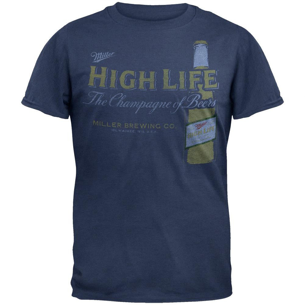 Miller High Life - Retro Bottle Soft T-Shirt Men's T-Shirts Miller SM Blue