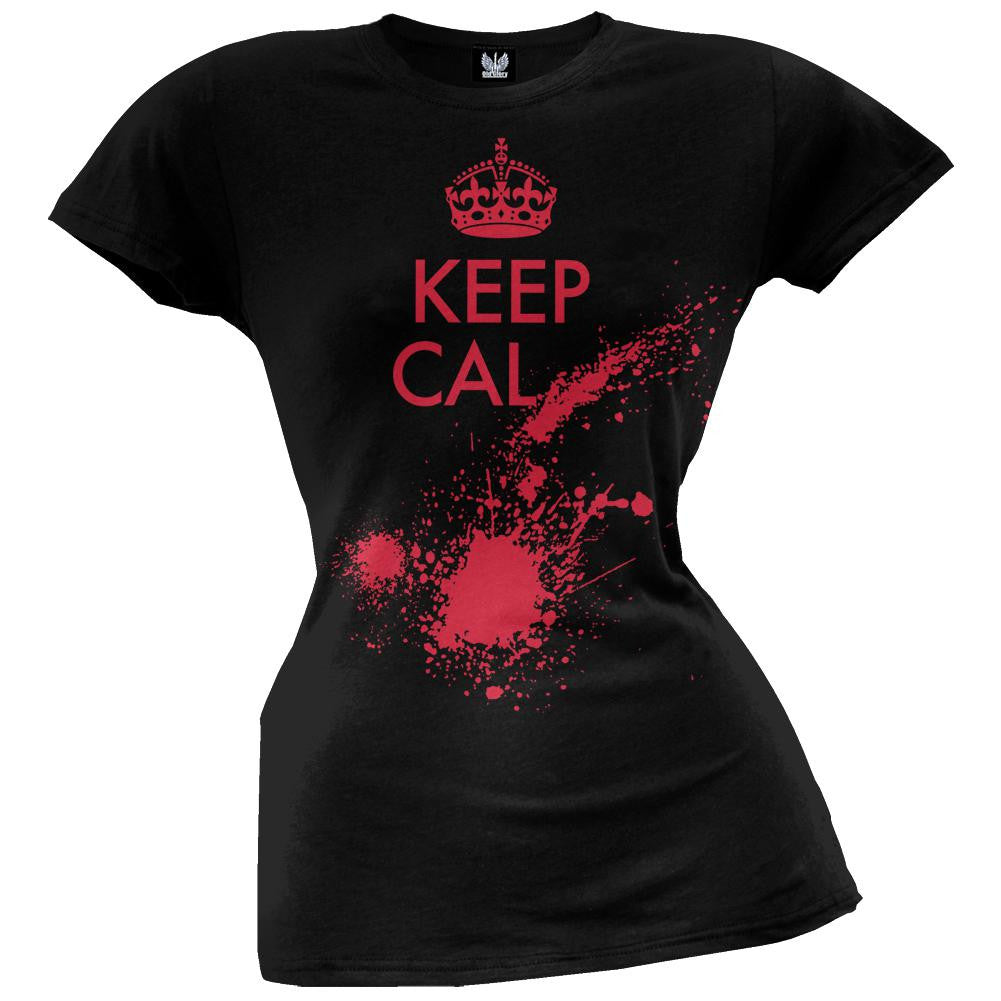 Keep Calm Blood Splatter Juniors T-Shirt Juniors T-Shirts Old Glory