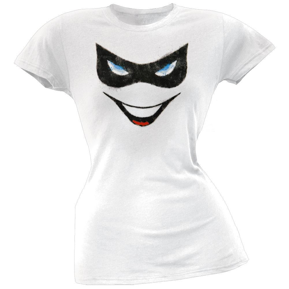 Batman - Harley Face Juniors T-Shirt Juniors T-Shirts Batman XL White