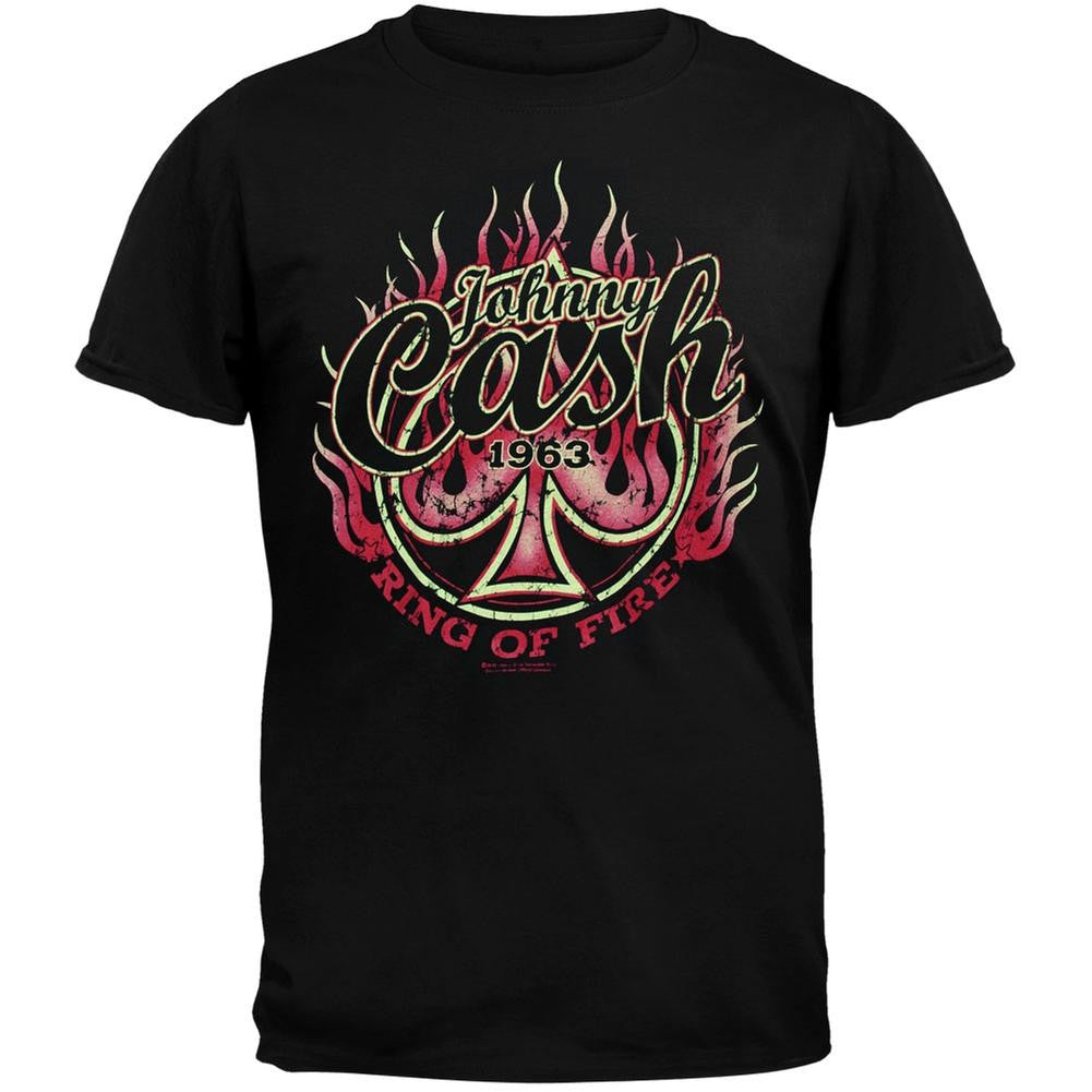 Johnny Cash - Flaming Spade T-Shirt Men's T-Shirts Johnny Cash 2XL Black