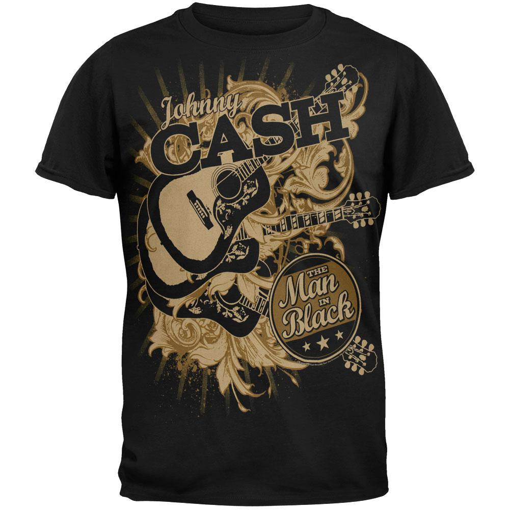 Johnny Cash - Man In Black Circle T-Shirt Men's T-Shirts Johnny Cash 2XL Black
