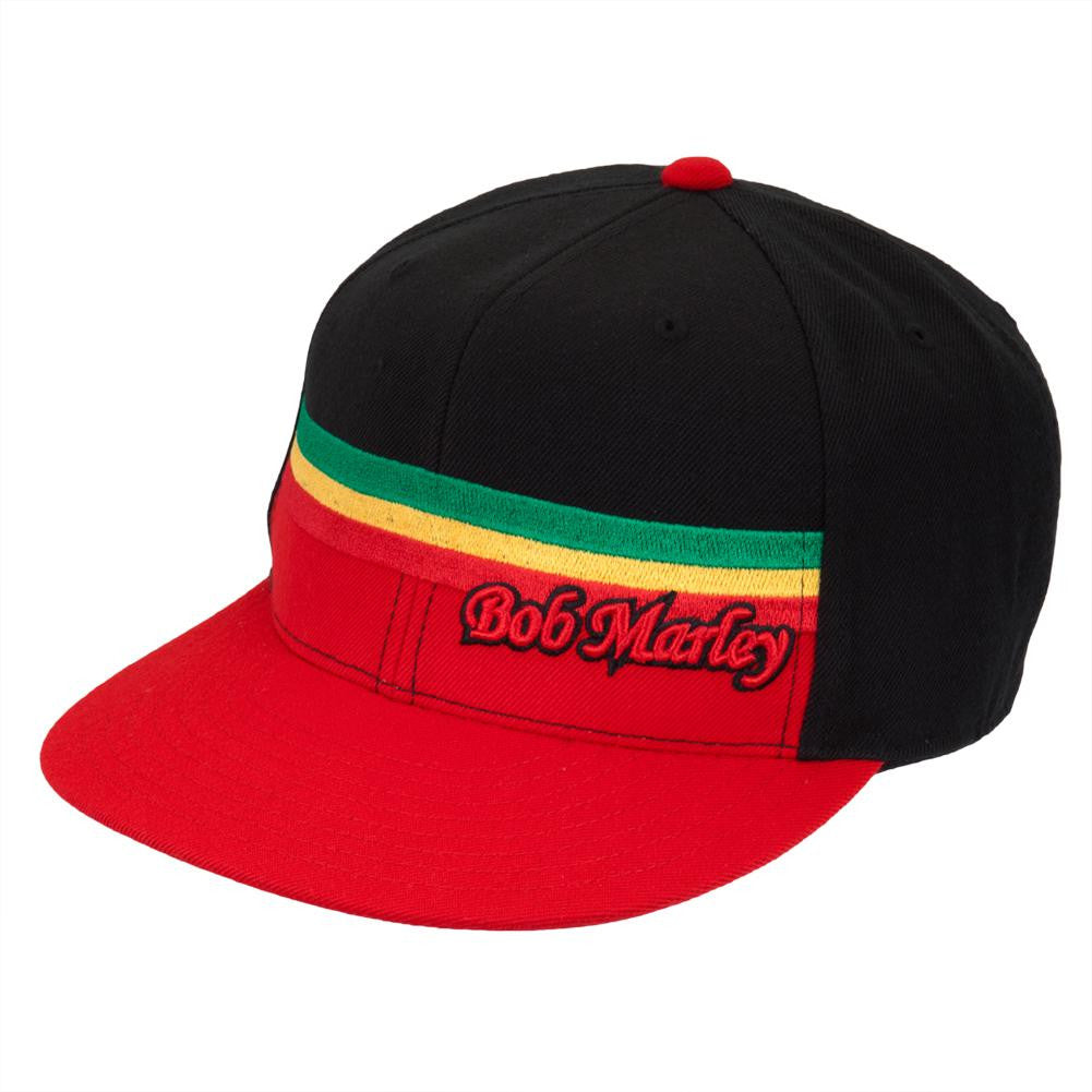 Bob Marley Rasta Stripe Mens Fitted Black Baseball Hat Fitted Baseball Caps Bob Marley 5 Black