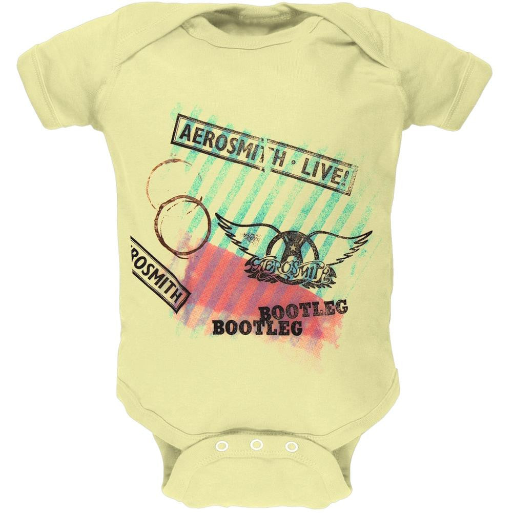 Aerosmith - Lil Bootlegger Yellow Baby One Piece Baby One Piece Aerosmith 18-24M Yellow