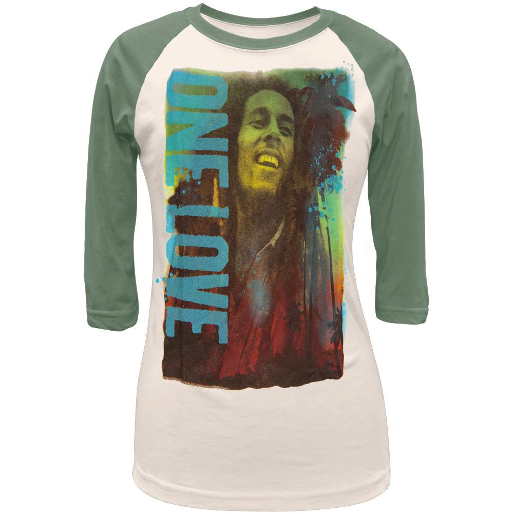 Bob Marley - Blue Love Juniors Raglan Juniors Raglans Bob Marley SM Off-White