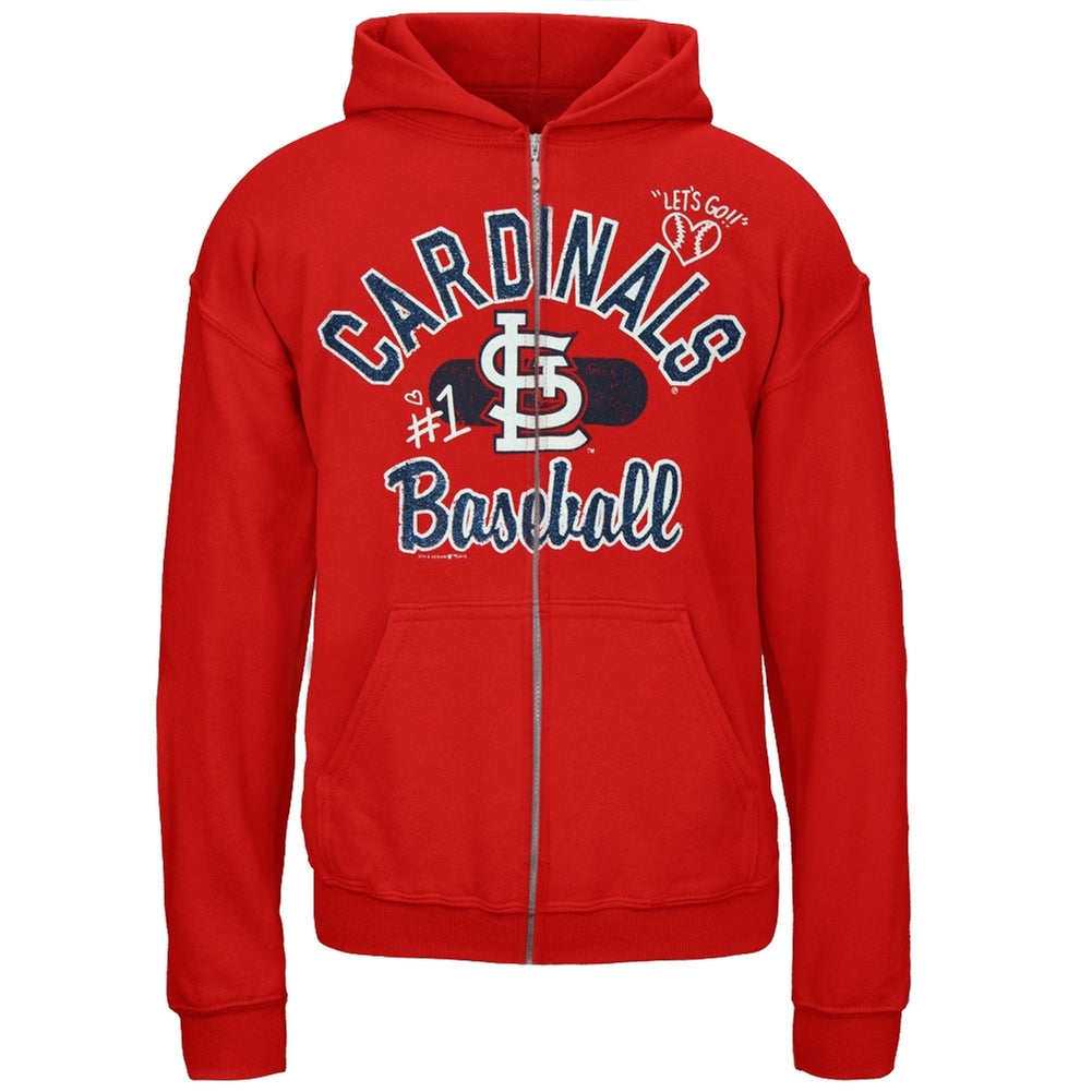 St. Louis Cardinals - Glitter Logo Girls Youth Hoodie Youth Hoodies St. Louis Cardinals 10 Red