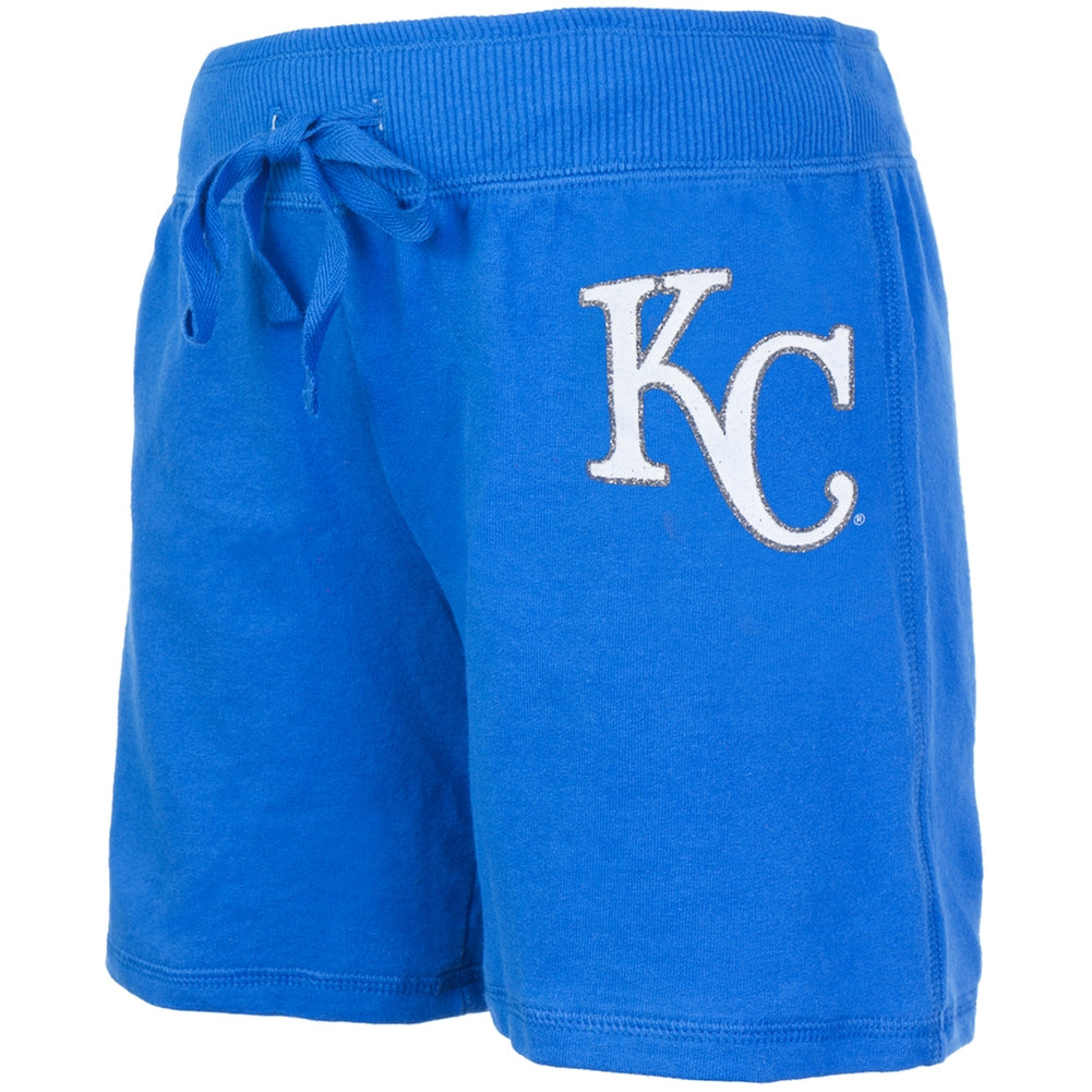 Kansas City Royals - Glitter Logo Girls Youth Drawstring Shorts Youth Shorts Kansas City Royals 10 Blue