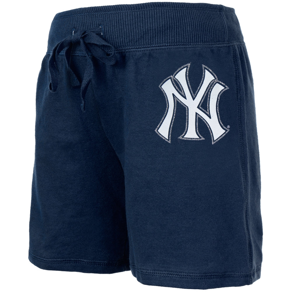 New York Yankees - Glitter Logo Girls Youth Drawstring Shorts Youth Shorts New York Yankees 10 Blue
