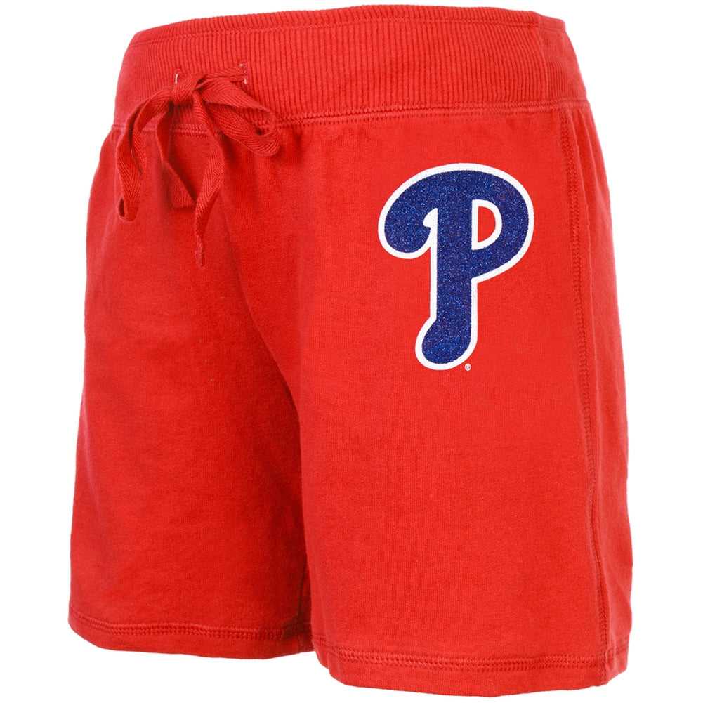 Philadelphia Phillies - Rhinestone Logo Girls Youth Athletic Shorts Youth Shorts Philadelphia Phillies 10 Red