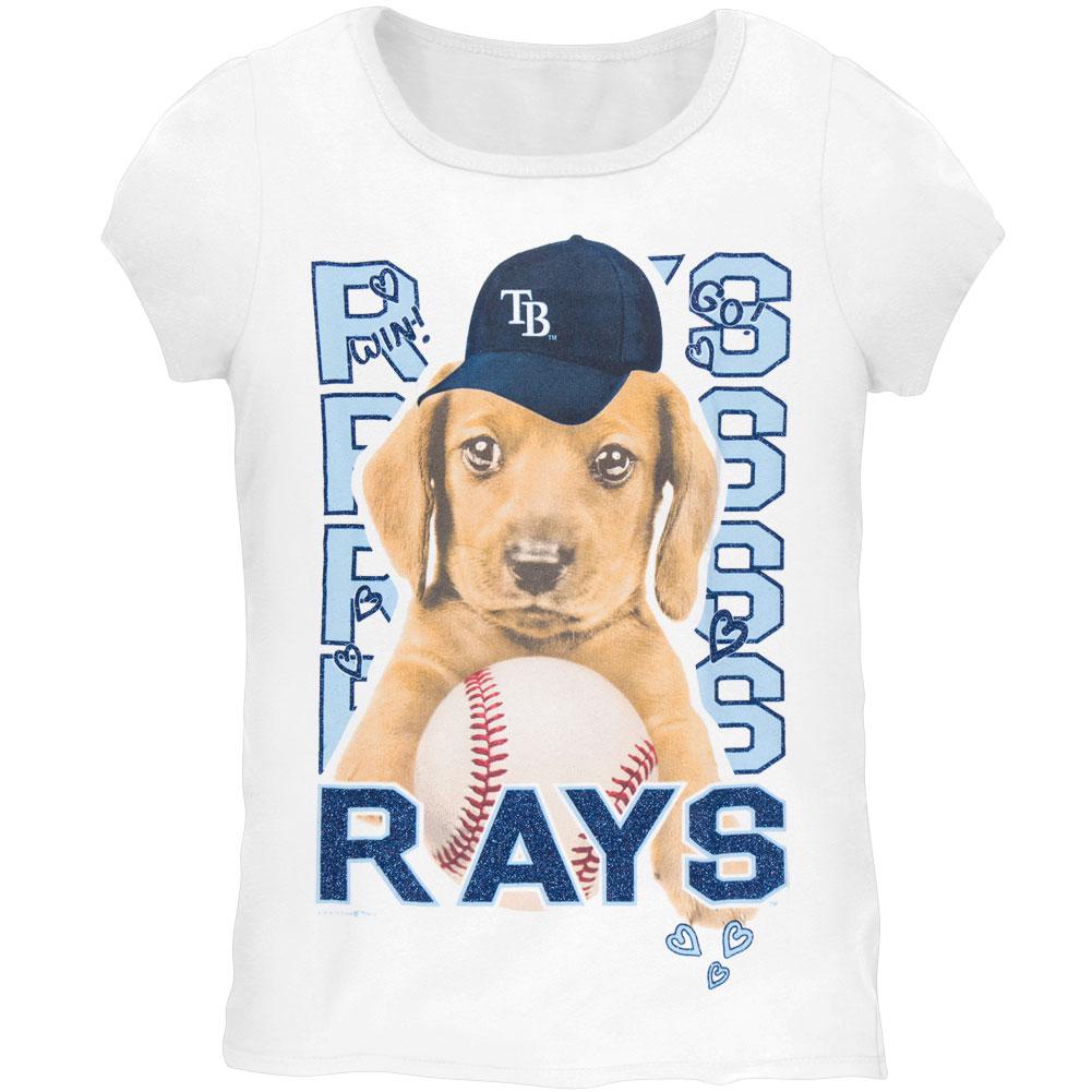 Tampa Bay Rays - Puppy Dog Girls Youth T-Shirt Youth T-Shirts Tampa Bay Devil Rays 10 White