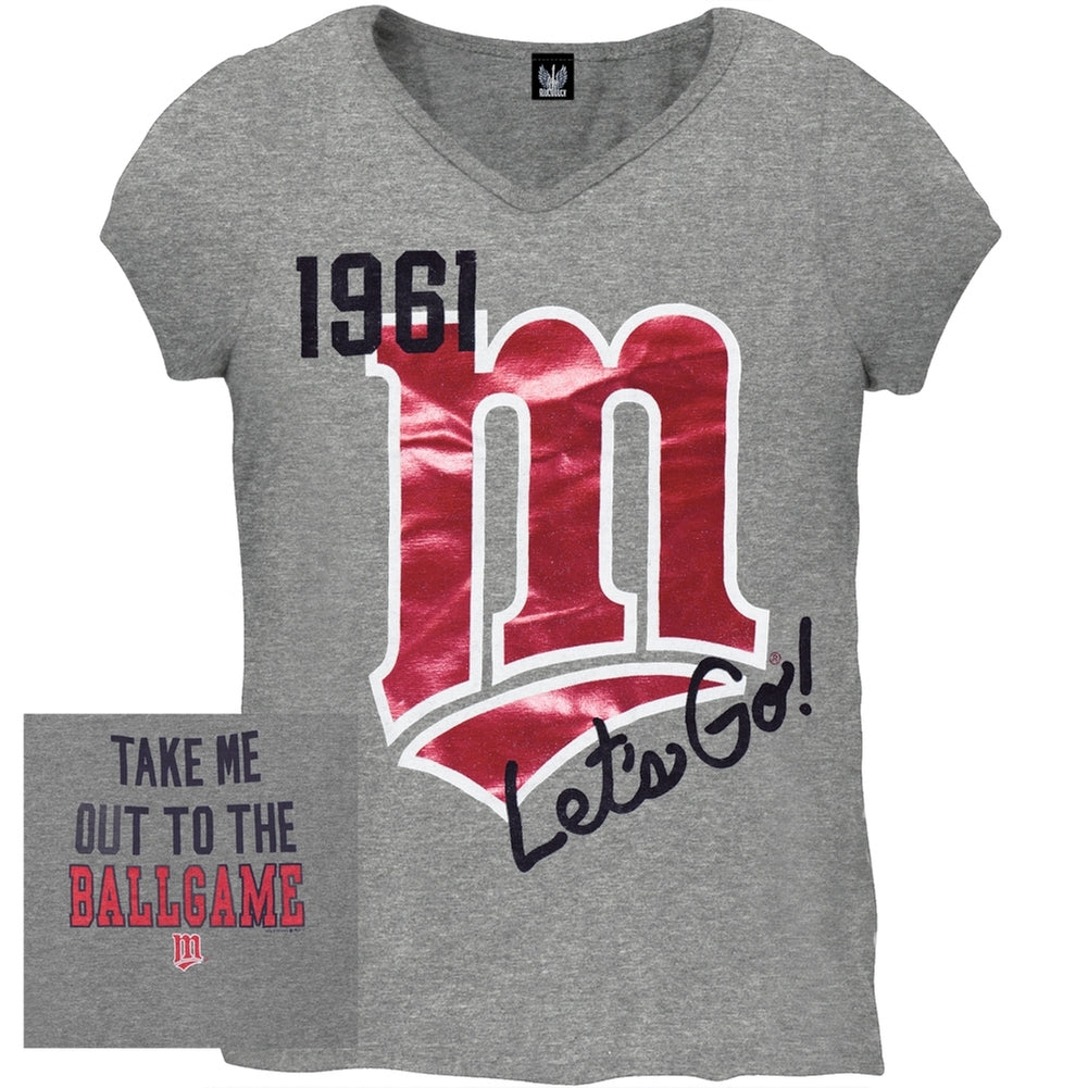 Minnesota Twins - Let's Go Girls Youth T-Shirt Youth T-Shirts Minnesota Twins 18 Grey