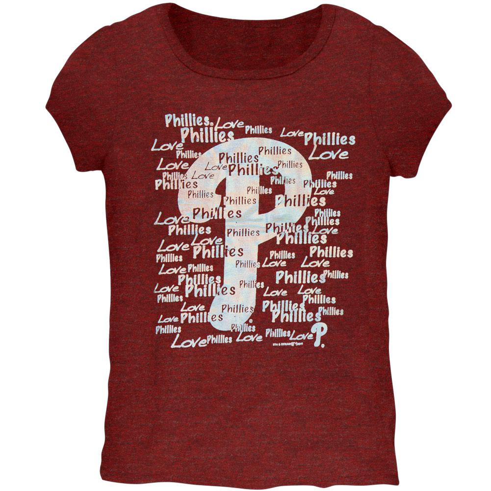 Philadelphia Phillies - Foil Love Girls Juvy T-Shirt Juvenile T-Shirts Philadelphia Phillies J6 Red