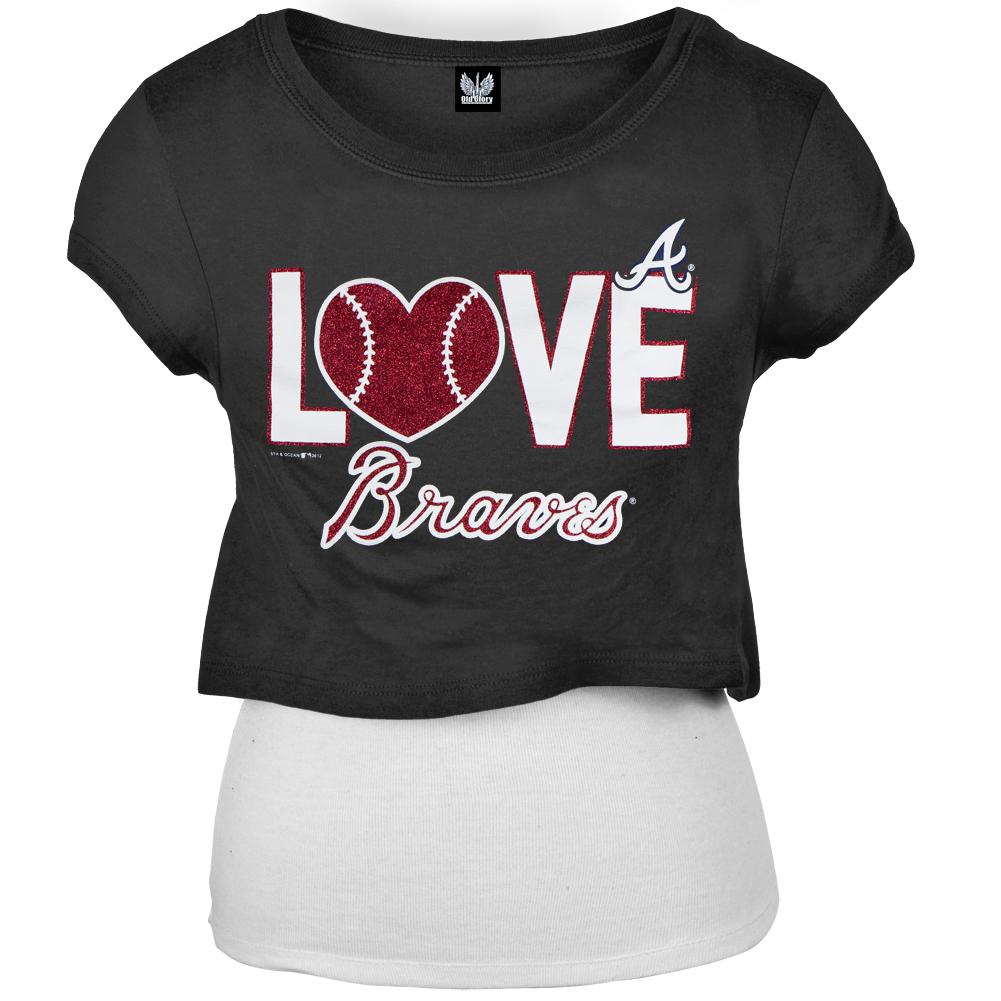 Atlanta Braves - Glitter Love Girls Youth T-Shirt w/Tank Youth T-Shirts Atlanta Braves 12 Blue