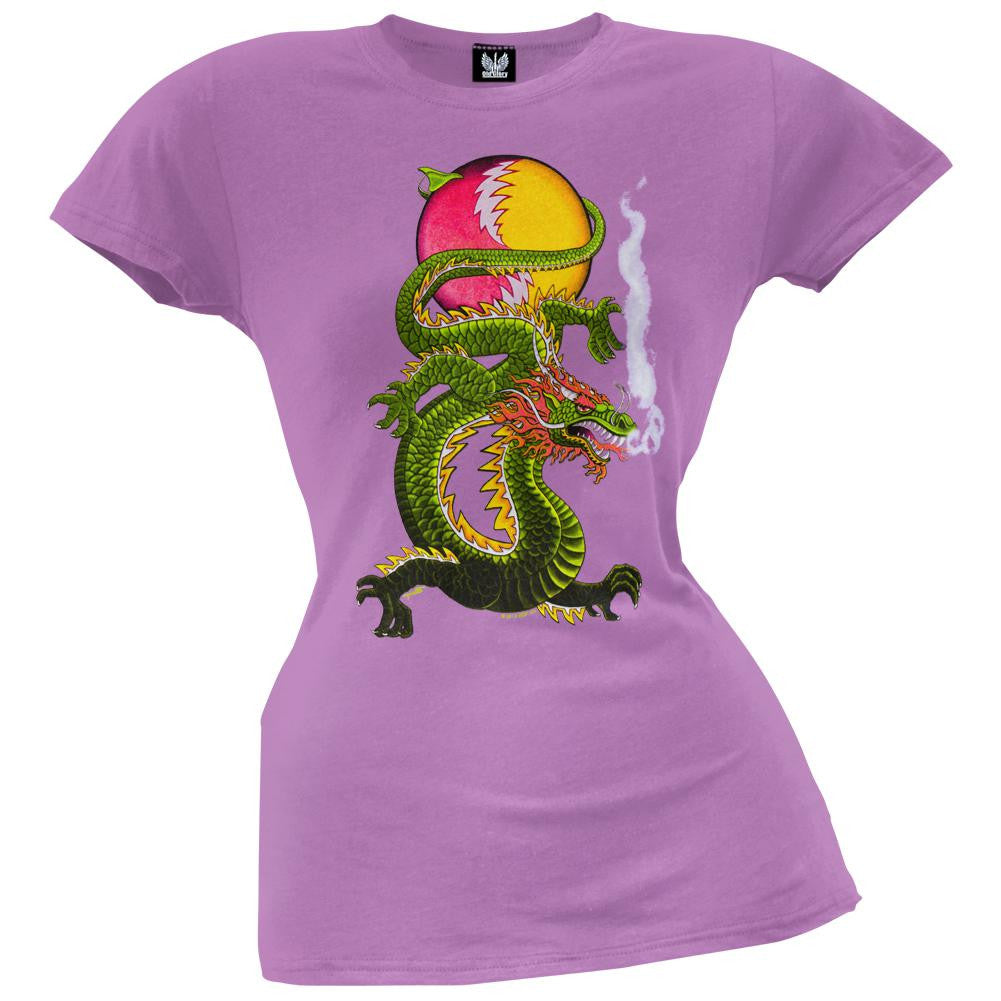Grateful Dead - Lightning Bolt Dragon SYF Lavender Juniors T-Shirt Juniors T-Shirts Grateful Dead
