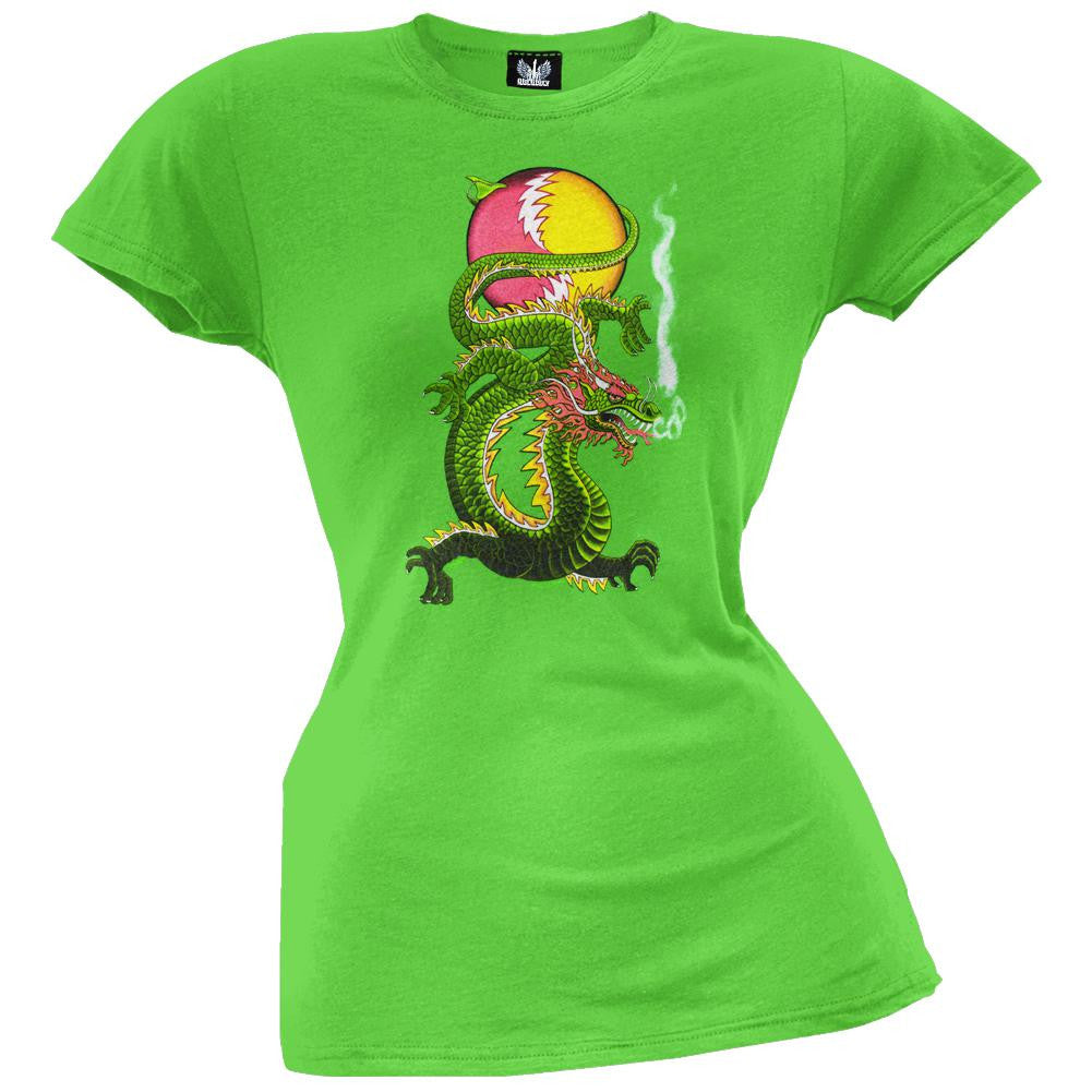 Grateful Dead - Lightning Bolt Dragon SYF Apple Juniors T-Shirt Juniors T-Shirts Grateful Dead