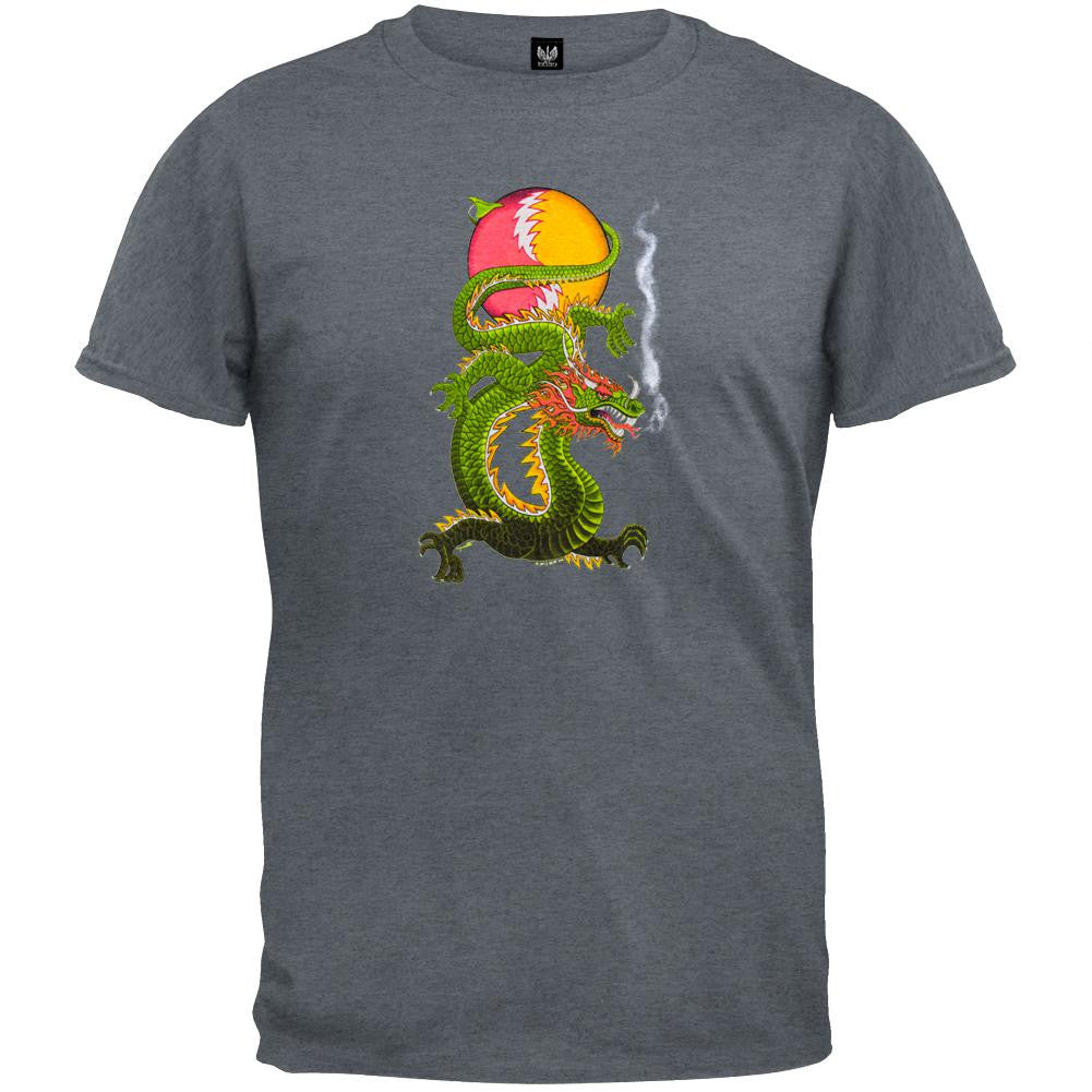 Grateful Dead - Lightning Bolt Dragon SYF Charcoal T-Shirt Men's T-Shirts Grateful Dead LG Grey