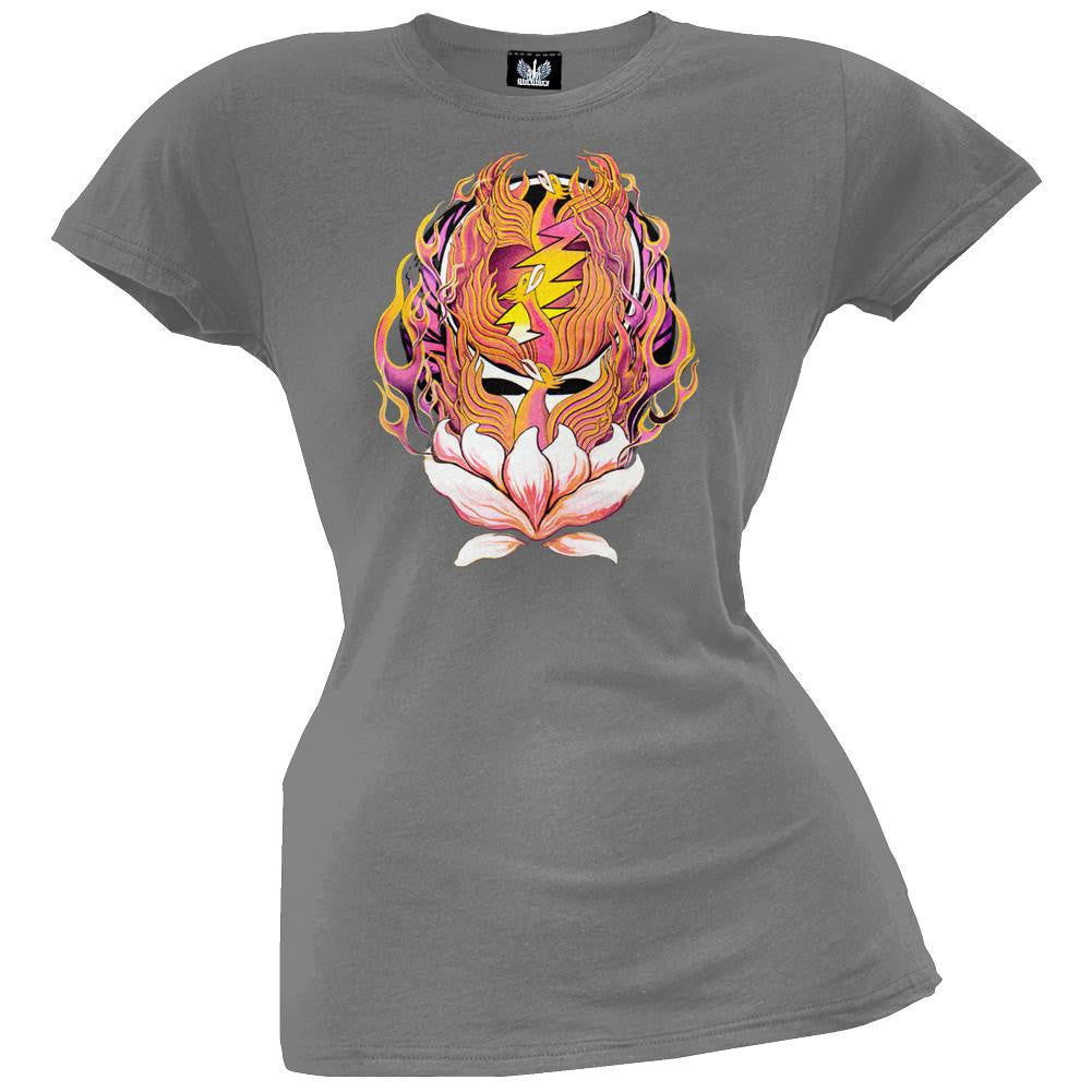 Grateful Dead - Phoenix Rising SYF Charcoal Juniors T-Shirt Juniors T-Shirts Grateful Dead