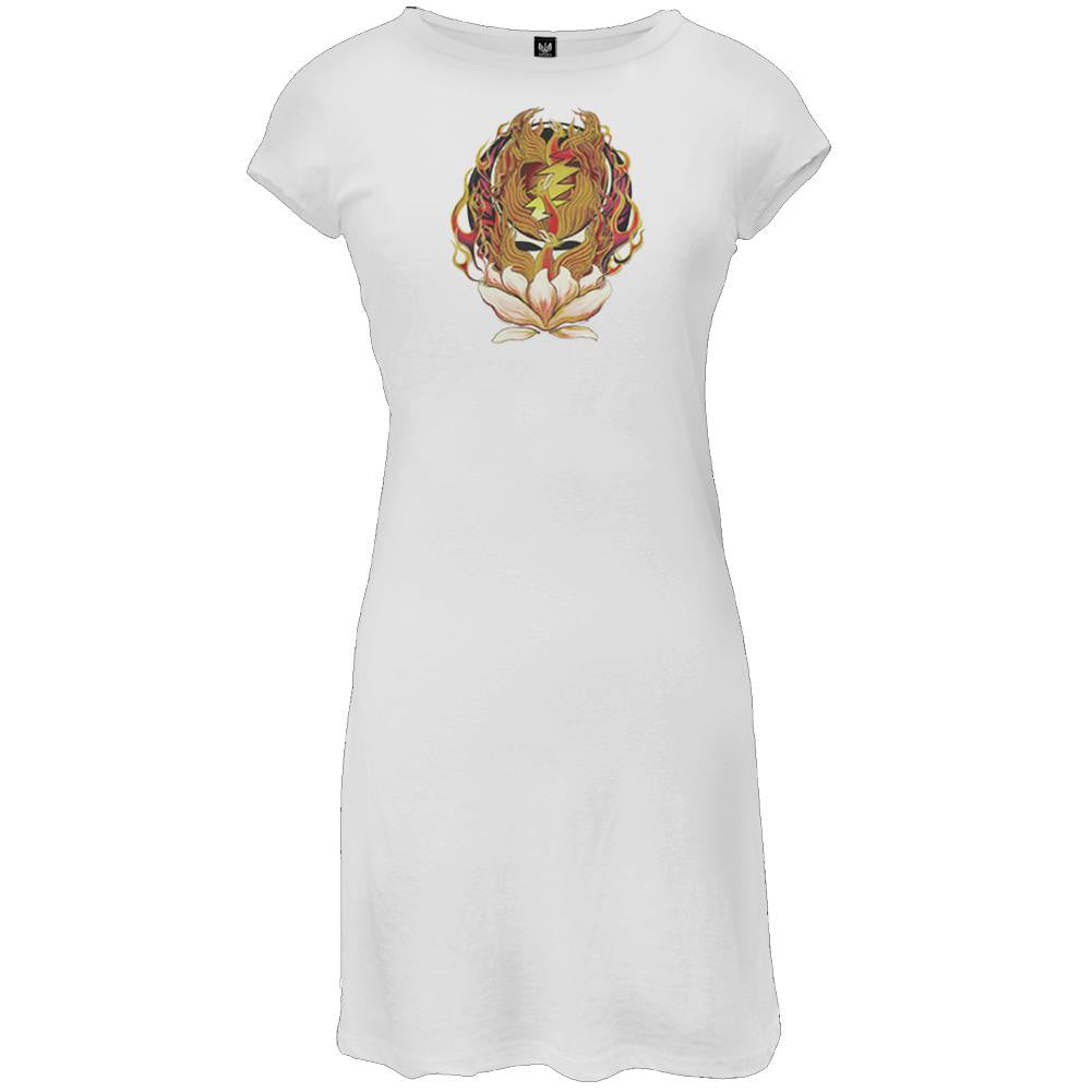 Grateful Dead - Phoenix Rising SYF White Juniors Cap Sleeve Dress Juniors Dresses Grateful Dead