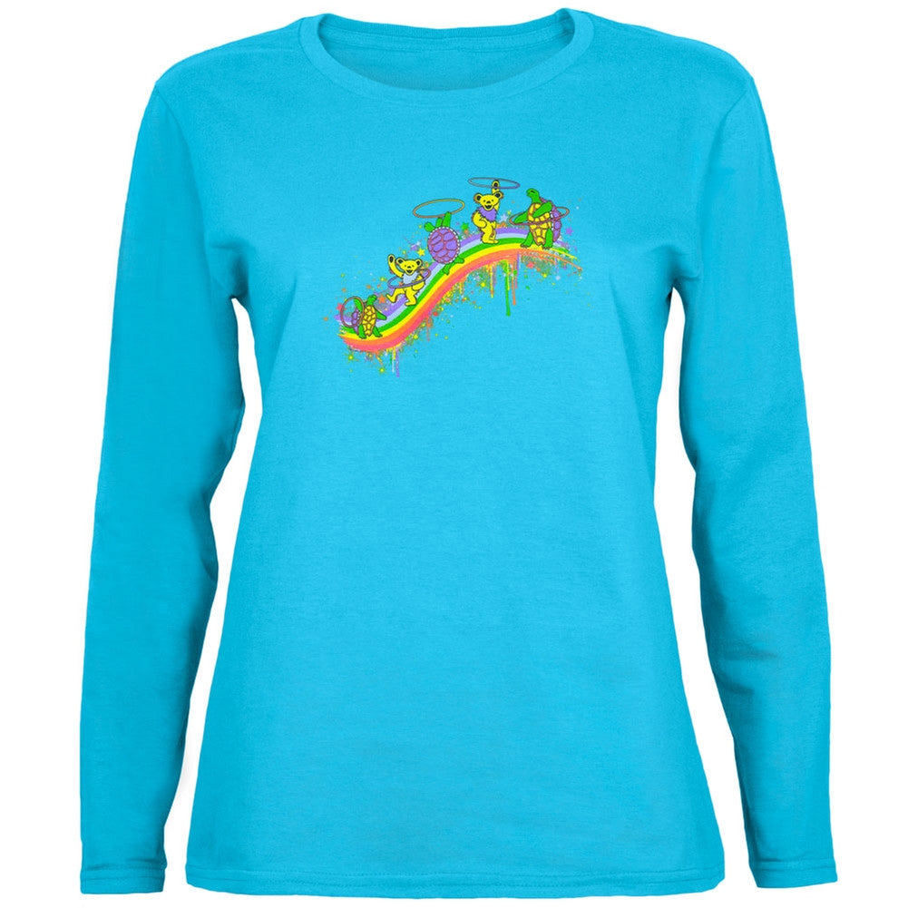 Grateful Dead - Rainbow Hoopers Aqua Juniors Long Sleeve T-Shirt Juniors Long Sleeves Grateful Dead