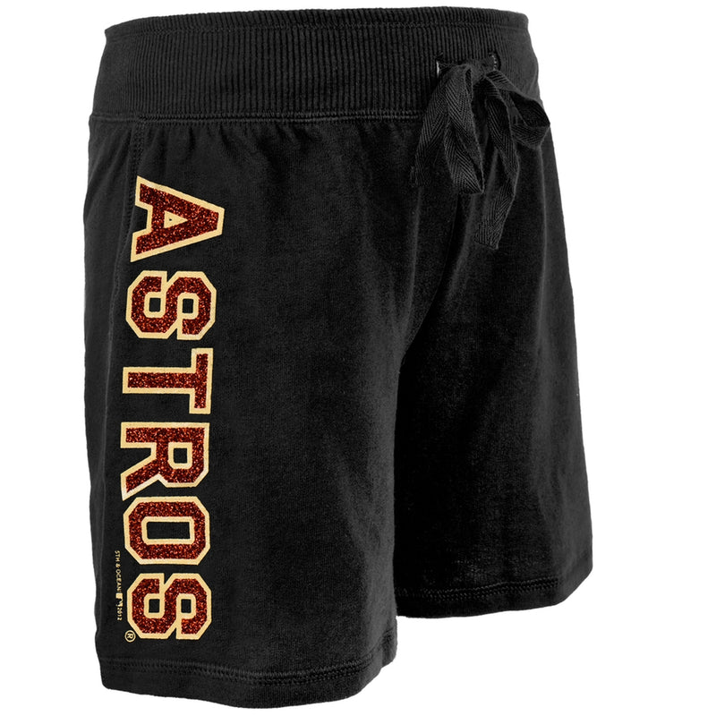 Houston Astros - Glitter Logo Girls Youth Drawstring Shorts Youth Shorts Houston Astros