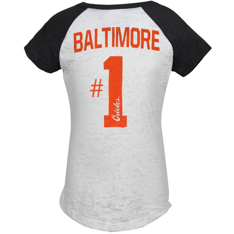 Baltimore Orioles - #1 Girls Juvy Burnout Raglan Juvenile T-Shirts Baltimore Orioles