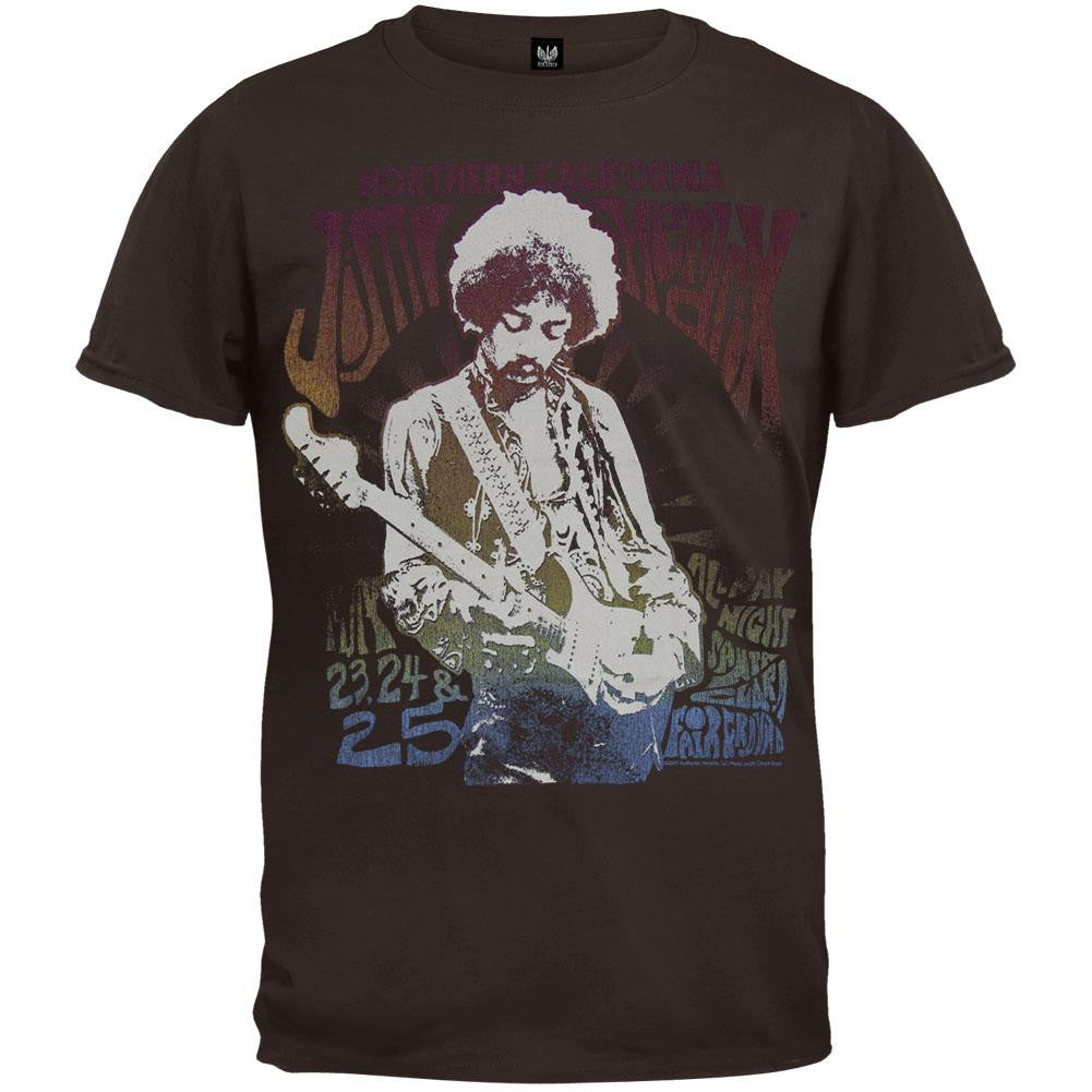 Jimi Hendrix - Northern California Soft T-Shirt Men's T-Shirts Jimi Hendrix MD Brown