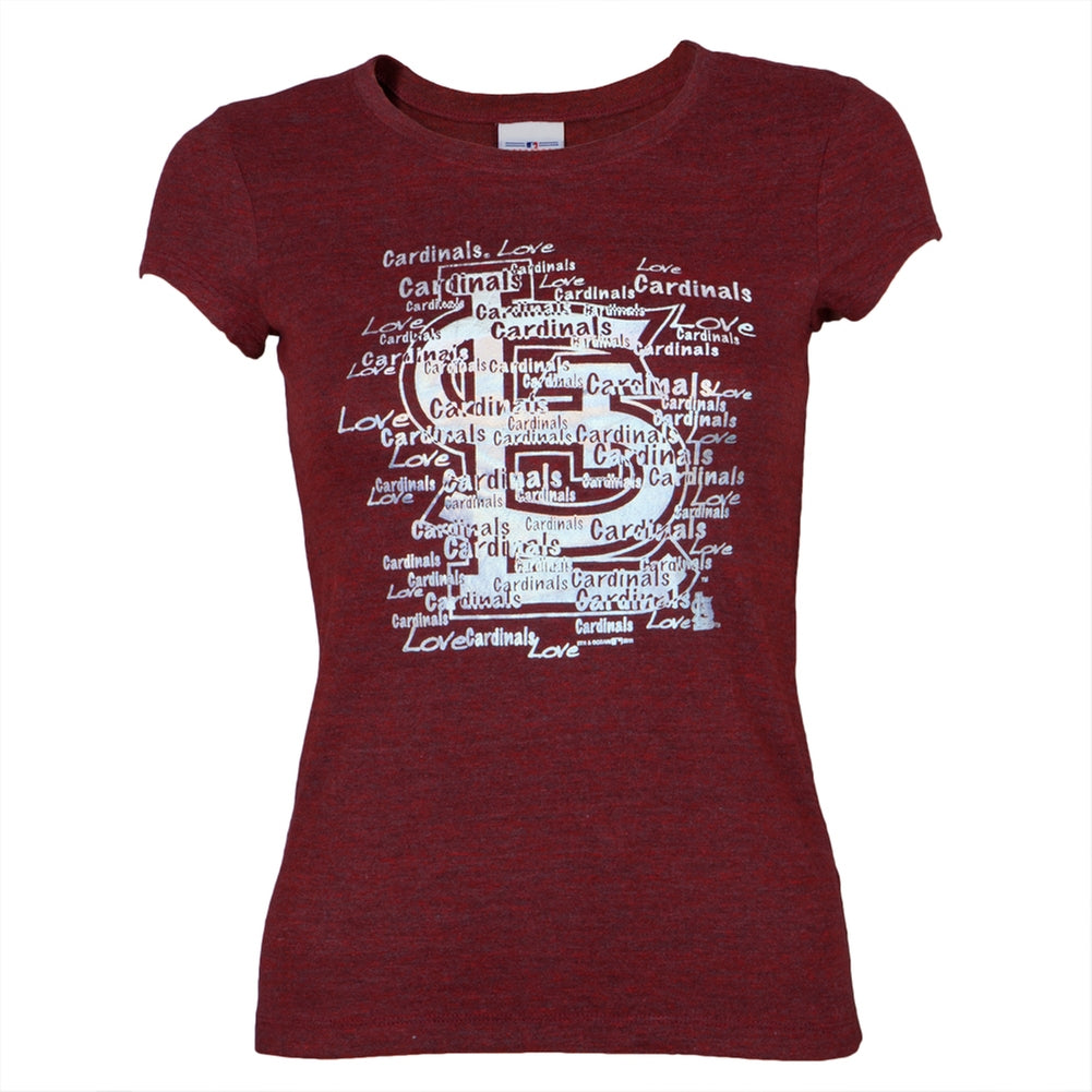 St. Louis Cardinals - Foil Love Girls Youth T-Shirt Youth T-Shirts St. Louis Cardinals 10 Red