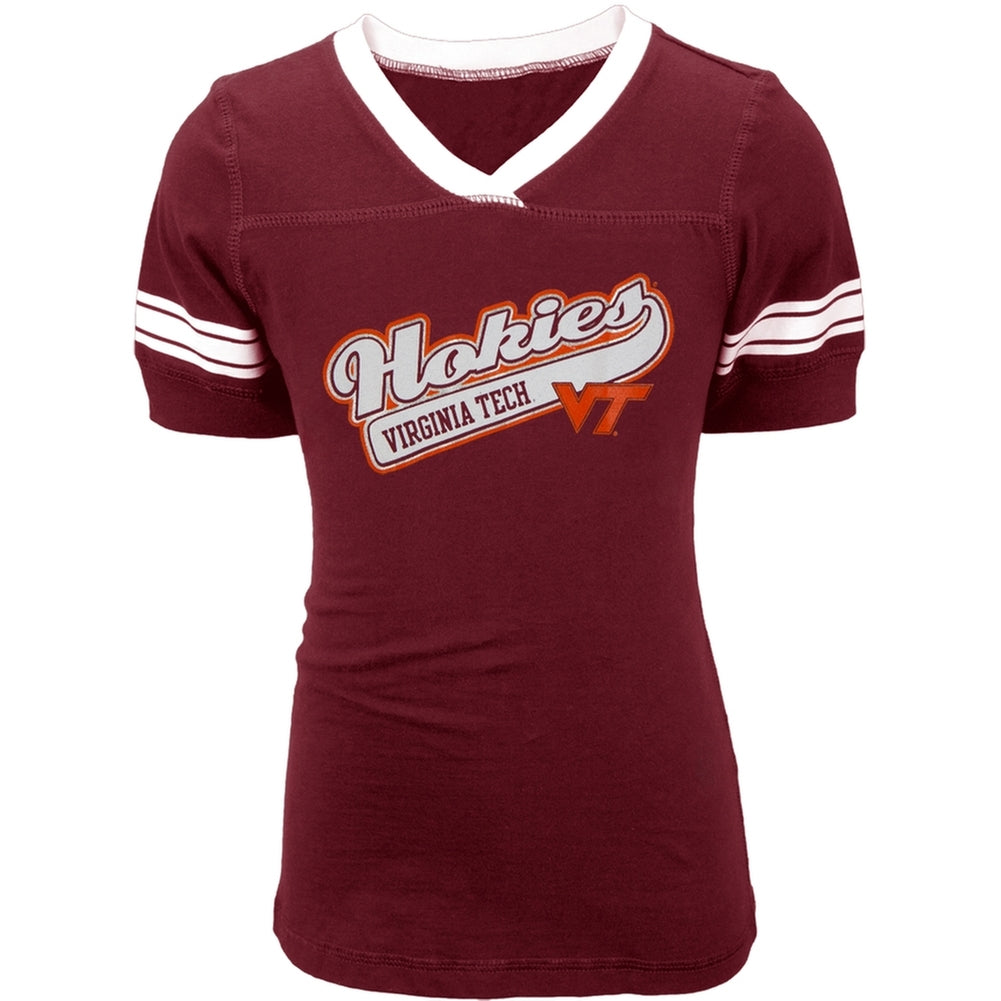 Virginia Tech Hockies - Game Day Stripes Girls Juvy T-Shirt Juvenile T-Shirts Virginia Tech Hockies J6 Red