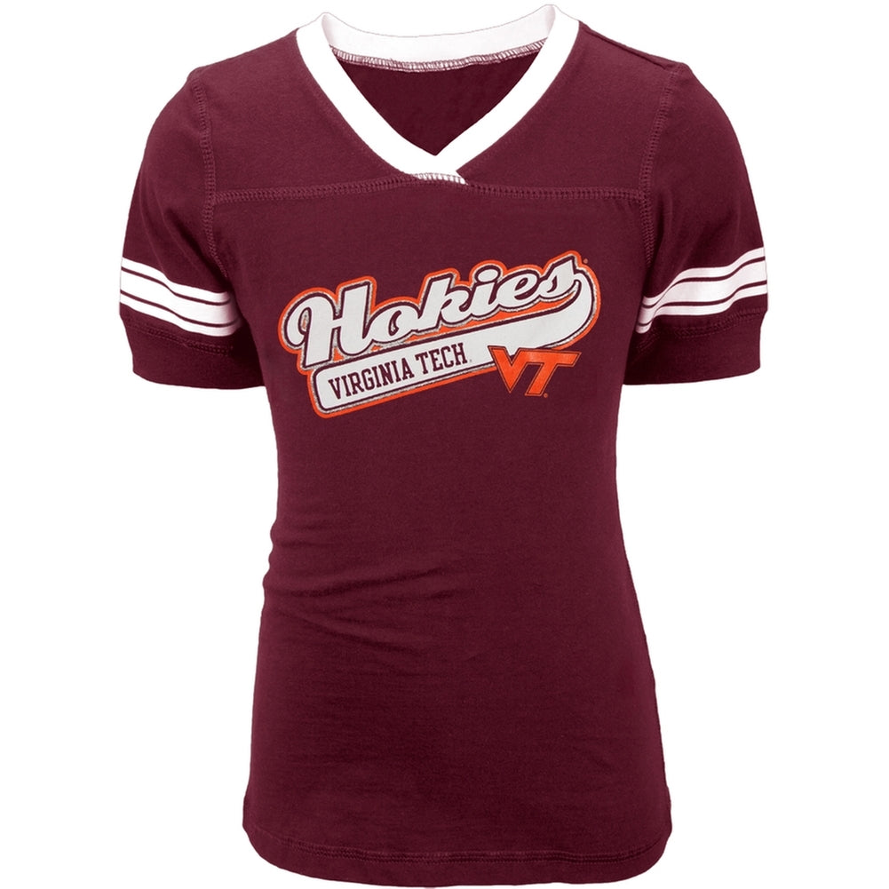 Virginia Tech Hokies - Game Day Stripes Girls Youth T-Shirt Youth T-Shirts Virginia Tech Hockies 12 Red