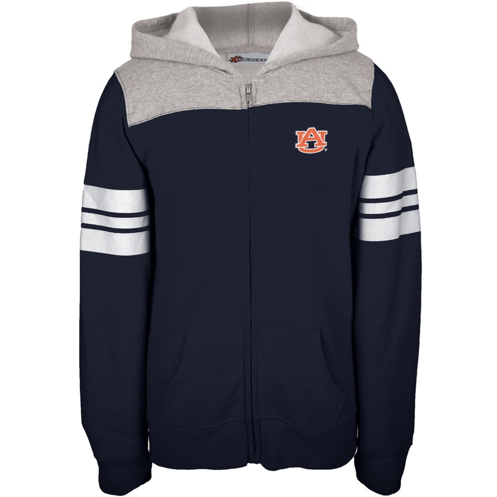 Auburn Tigers - Game Day Sports Stripes Girls Youth Zip Hoodie Youth Hoodies Auburn Tigers 10 Dark Blue