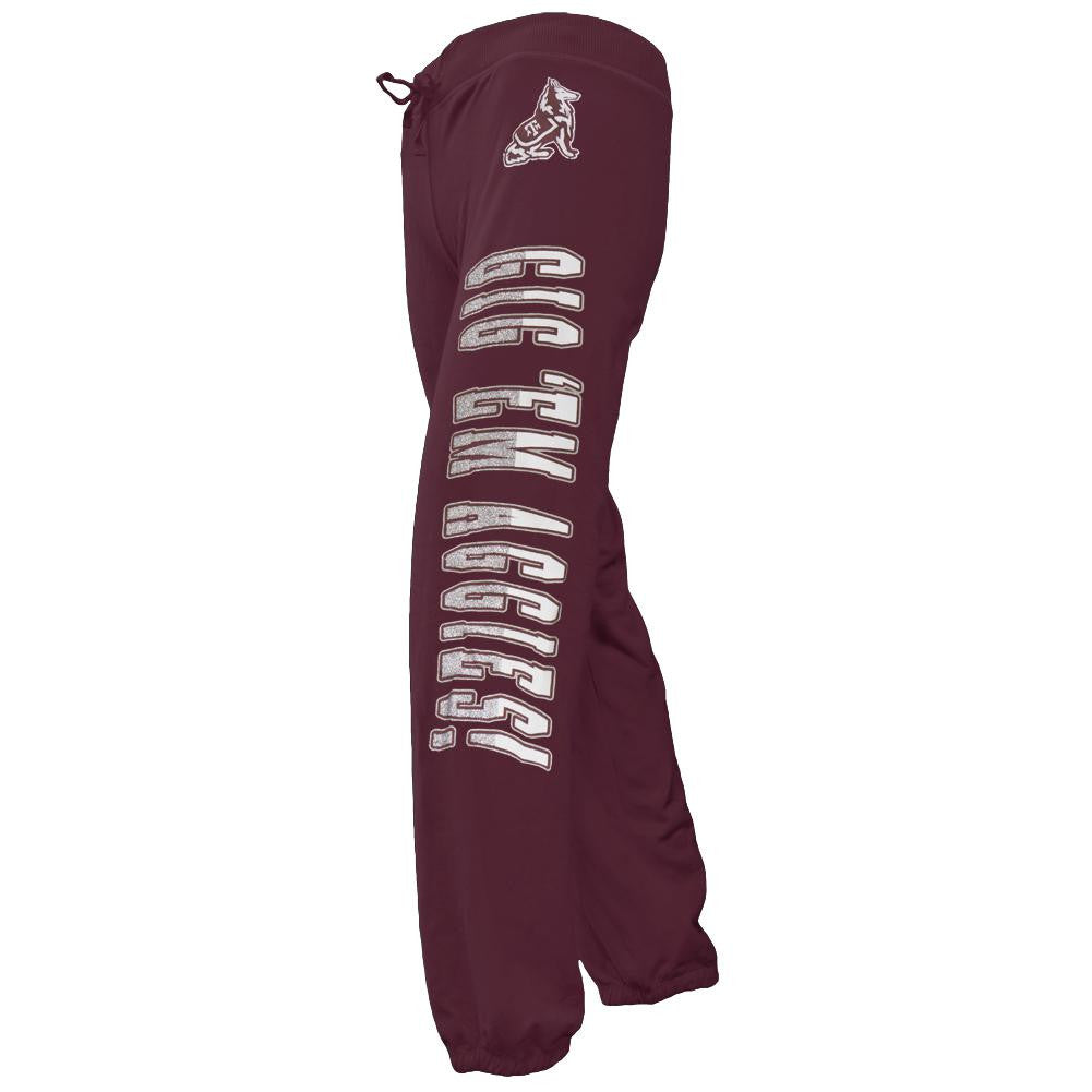 Texas A Aggies - Glitter Logo Girls Youth Drawstring Sweatpants Youth Sweatpants Texas A&M Aggies