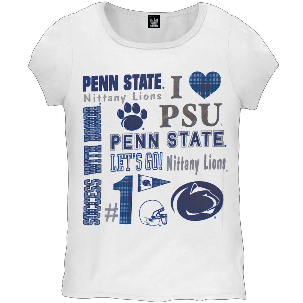 Penn State Nittany Lions - Foil Logo Cheer Girls Youth T-Shirt Youth T-Shirts Penn State Nittany Lions 12 White