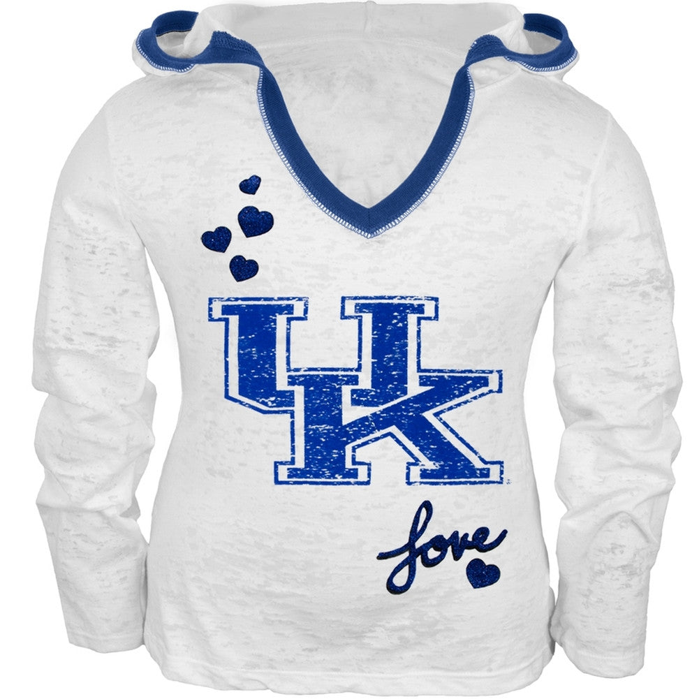 Kentucky Wildcats - Girls Juvy Burnout Hooded Long Sleeve T-Shirt Juvenile Long Sleeves Kentucky Wildcats