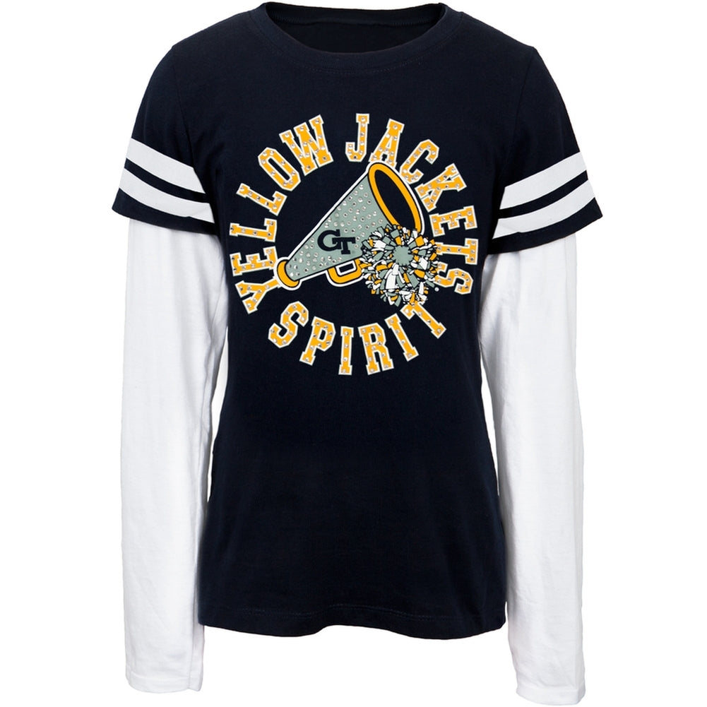 Georgia Tech Yellow Jackets - Rhinestone Spirit Girls Youth T-Shirt Youth T-Shirts Georgia Tech Yellow Jackets 16Y Blue