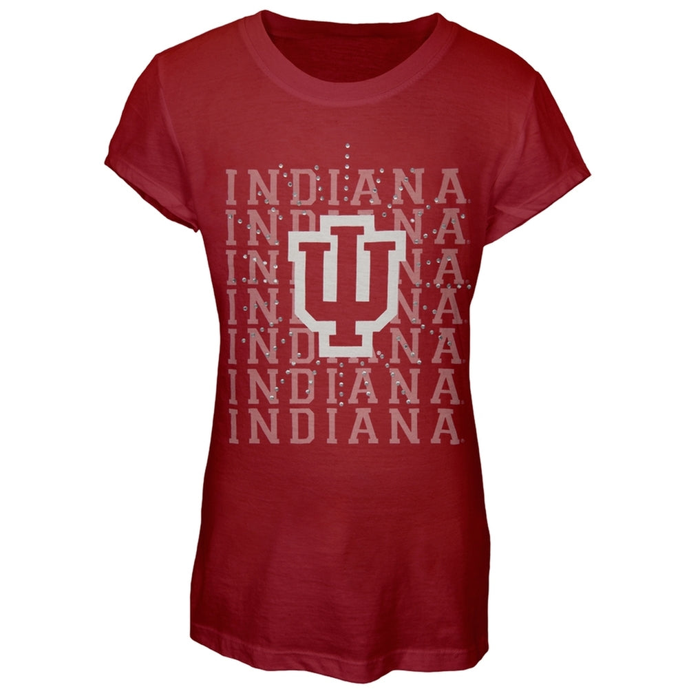 Indiana Hoosiers - Rhinestone Ray Girls Youth T-Shirt Youth T-Shirts Indiana Hoosiers 10 Red
