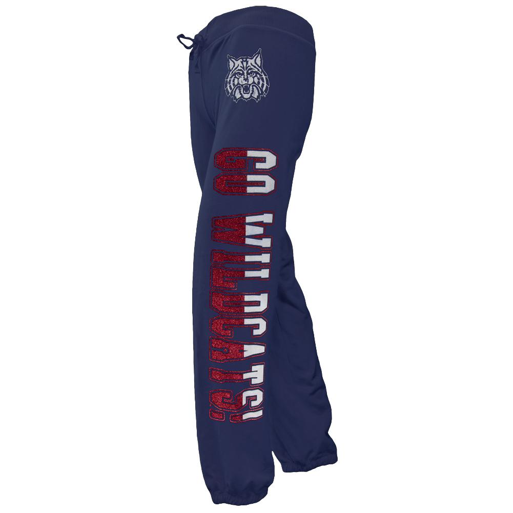 Arizona Wildcats - Go Glitter Logo Girls Youth Drawstring Sweatpants Youth Sweatpants Arizona Wildcats 10 Blue