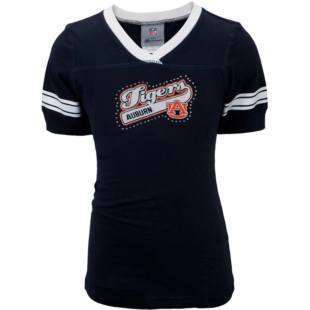 Auburn Tiger - Rhinestone Swoop Logo Game Day Girls Youth T-Shirt Youth T-Shirts Auburn Tigers